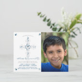 Eerste Communie Foto Uitnodiging Jongen's, Custom (Staand voorkant)