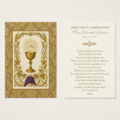 Eerste Communie Gebed Kaart Kelk en IHS (Voorkant /achterkant)
