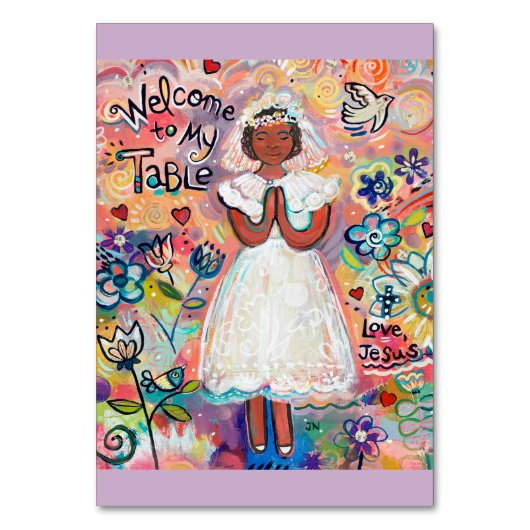 Eerste Communie Gebed Kaart voor Zwart Meisje (Voorkant)
