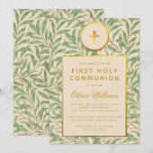 Eerste communie gebladerte faux goud genderneutraa kaart (Voorkant / Achterkant)