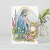 Eerste Communie Gezegende Maria Chalice Host Kaart (Staand voorkant)