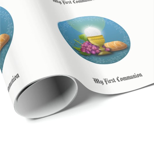 Eerste Communie Gifts Eucharistie Gepersonaliseerd Cadeaupapier (Rol Hoek)