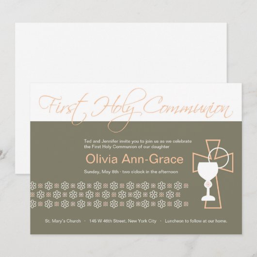 Eerste communie - Girl Kaart (Voorkant / Achterkant)