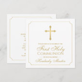 Eerste Communie Gold Cross Meisje Christelijk Kaart (Voorkant / Achterkant)