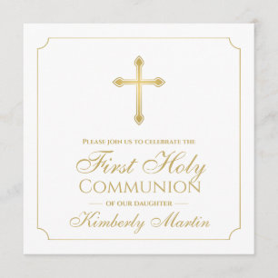 Eerste Communie Gold Cross Meisje Christelijk Kaart