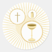 Eerste Communie Goud met Kelk Ronde Sticker (Voorkant)