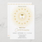 Eerste communie goud met kelk uitnodiging (Voorkant / Achterkant)