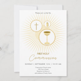 Eerste communie goud met kelk, uitnodiging