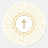Eerste Communie Goud met Kruis Ronde Sticker (Voorkant)