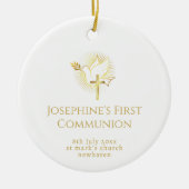 Eerste Communie gouden duif en kruis Keramisch Ornament (Voorkant)