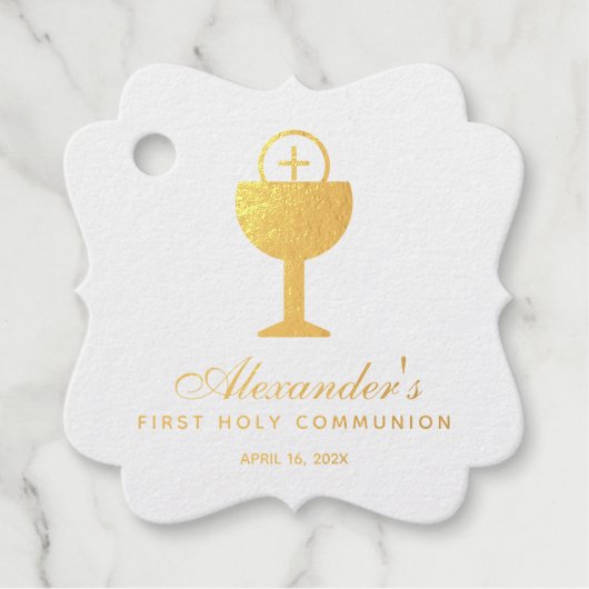 Eerste Communie Gouden Kelk Kalligrafie Bedankjes Labels (Voorkant)