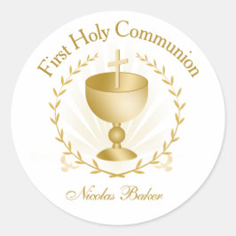 Eerste Communie Gouden Kelk Lauwerkrans Sticker