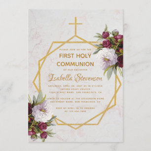 Eerste Communie Gouden Kruis Bourgogne Pioenen Mar Kaart