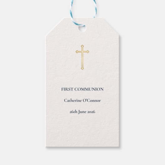 Eerste Communie Gouden Kruis Cadeaulabel (Voorkant)