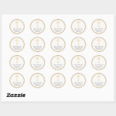 Eerste Communie Gouden Kruis Ronde Sticker (Vel)