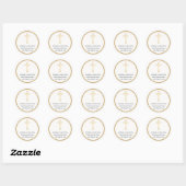 Eerste Communie Gouden Kruis Ronde Sticker (Vel)