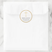 Eerste Communie Gouden Kruis Ronde Sticker (Tas)