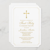 Eerste Communie Gouden Kruis w / Wit Christelijk Kaart (Voorkant / Achterkant)