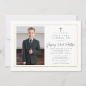 Eerste Communie Gouden Lijst Minimalistische Jonge Kaart (Voorkant)