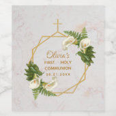 Eerste Communie Gouden Marmer Calla Lilies Bloemen Wijn Etiket (Enkel label)