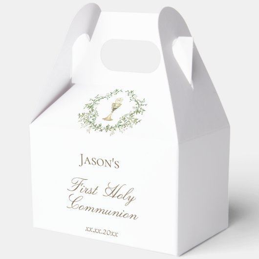 Eerste Communie groen crest kelk Bedankdoosjes (Voorkant)
