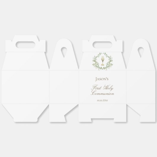 Eerste Communie groen crest kelk Bedankdoosjes (Ongevouwen)