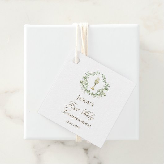 Eerste Communie groen crest kelk Bedankjes Labels (In situ)