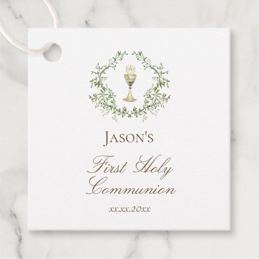 Eerste Communie groen crest kelk Bedankjes Labels (Voorkant)