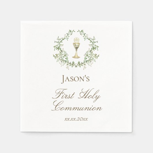 Eerste Communie groen crest kelk Servet (Voorkant)