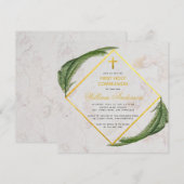 Eerste communie groen faux gouden marmeren varen kaart (Voorkant / Achterkant)