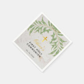 Eerste communie groen gebladerte marmer gouden kru servet (Hoek)