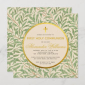 Eerste Communie Groen Genderneutraal Faux Gold Kaart (Voorkant / Achterkant)