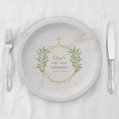 Eerste Communie groen goud botanische geometrie Papieren Bordje