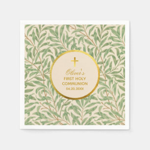 Eerste Communie Groene Bladeren Nep Goud Folie Mor Servet