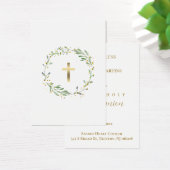 Eerste Communie groene krans herinneringskaart Visitekaartje (Bureau)