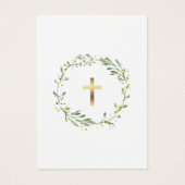 Eerste Communie groene krans herinneringskaart Visitekaartje (Voorkant)