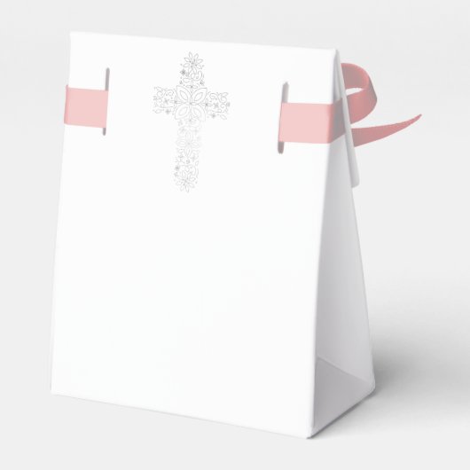 Eerste communie gunstbox, zilveren kruis bedankdoosjes (Achterkant)