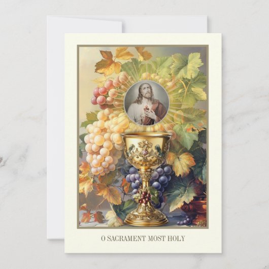 Eerste Communie Heilig Hart Jezus Chalice Host Kaart (Voorkant)