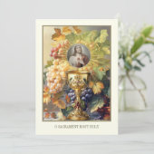 Eerste Communie Heilig Hart Jezus Chalice Host Kaart (Staand voorkant)