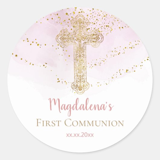 Eerste Communie heilig kruis Ronde Sticker (Voorkant)