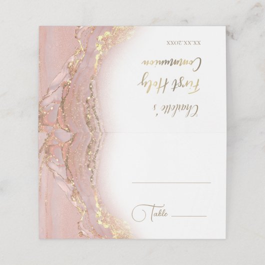 Eerste Communie inkt marmer Plaatskaartje (Buitenkant ongevouwen)