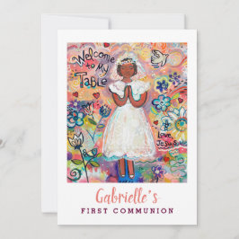 Eerste Communie Invite voor Black Girl Kaart