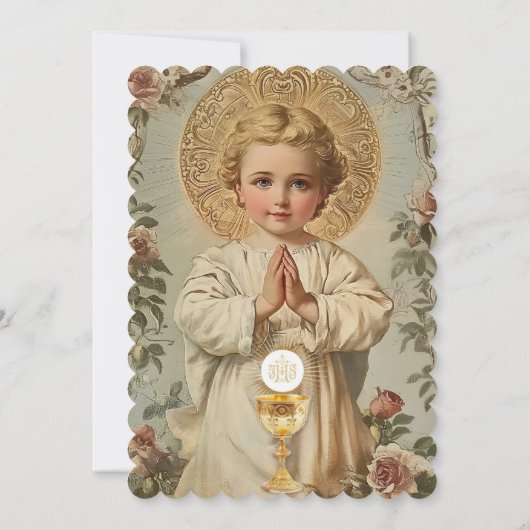 Eerste Communie Jesus Floral  Kaart (Achterkant)