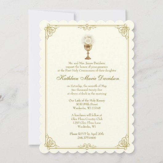 Eerste Communie Jesus Floral Kaart (Voorkant)