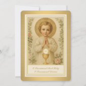 Eerste Communie Jesus Floral  Kaart (Achterkant)