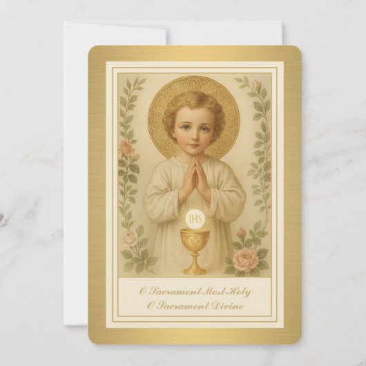 Eerste Communie Jesus Floral  Kaart (Achterkant)