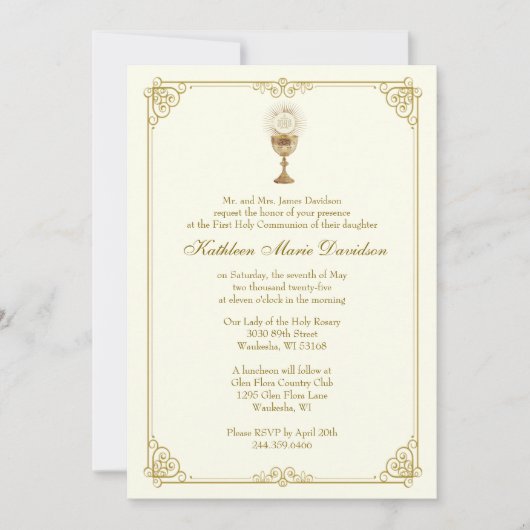 Eerste Communie Jesus Floral  Kaart (Voorkant)