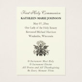 Eerste Communie Jezus Engelen Bloemen Visitekaartje (Achterkant)