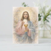 Eerste Communie Jezus Eucharistie Aandenken Gebed Aankondiging (Staand voorkant)