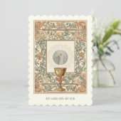 Eerste Communie Jezus Opstanding Kelk Hostie Kaart (Staand voorkant)